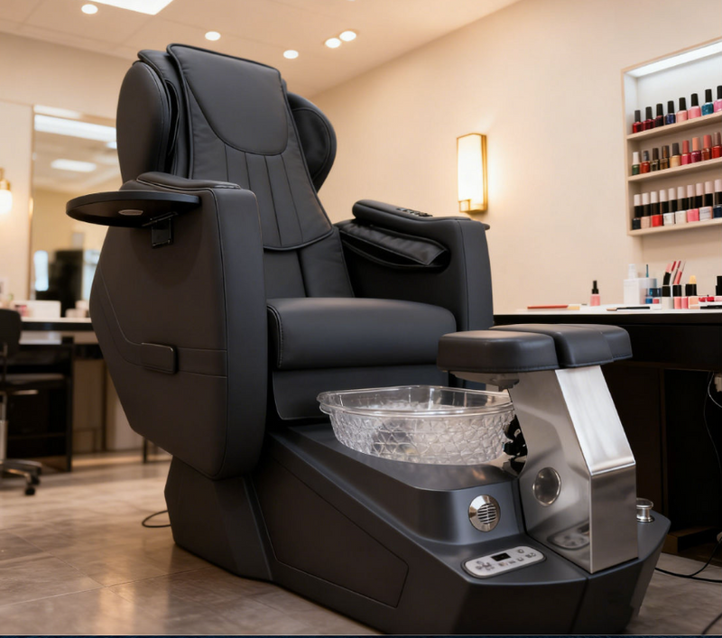 High End Reclining Foot Spa Pedicure Chair Luxury Stainless Steel Manicure Pedicure Chairs with Massage