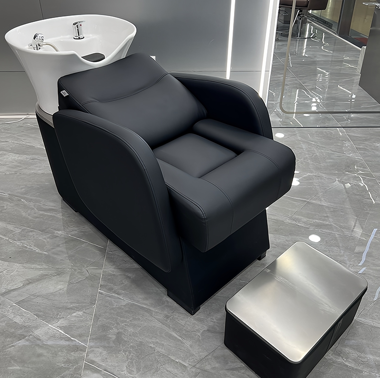 Modern Electric Shampoo Bowl Chair New Design Synthetic Leather Backwash Massage Bed for Hair Salon School Living Room Hotel
