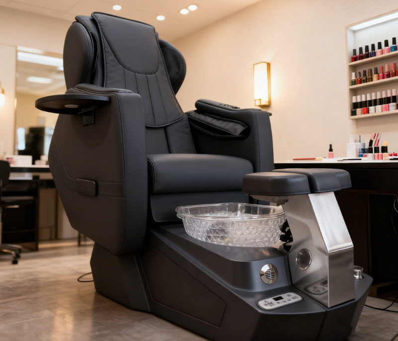 High End Reclining Foot Spa Pedicure Chair Luxury Stainless Steel Manicure Pedicure Chairs with Massage