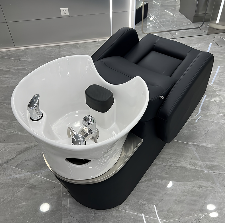 Modern Electric Shampoo Bowl Chair New Design Synthetic Leather Backwash Massage Bed for Hair Salon School Living Room Hotel