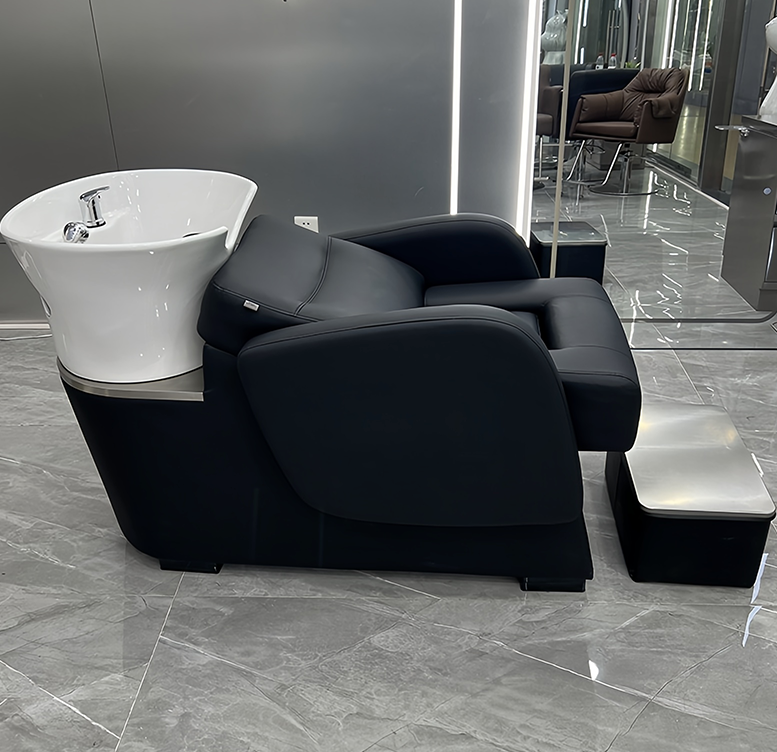 Modern Electric Shampoo Bowl Chair New Design Synthetic Leather Backwash Massage Bed for Hair Salon School Living Room Hotel