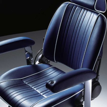 Takara Belmont Sportsman 141 Barber Chair in blue upholstery